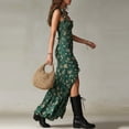 thumbnail image 4 of Bohemian Floral High Low Flowy Dress for Women Summer Elegant Square Neck Sleeveless Ruffle Beach Vacation Dresses, 4 of 7