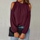 thumbnail image 2 of Camisa de manga larga con aberturas y costuras de encaje para mujer - Top informal de cuello redondo, poliéster ligero, otoño/invierno - Tallas S-XXL, 2 of 5
