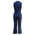 thumbnail image 3 of Oplxuo Wide Leg Jumpsuits for Women Dressy Summer Button Up Lapel Sleeveless Elegant Work Rompers with Belt & Pockets, 3 of 5