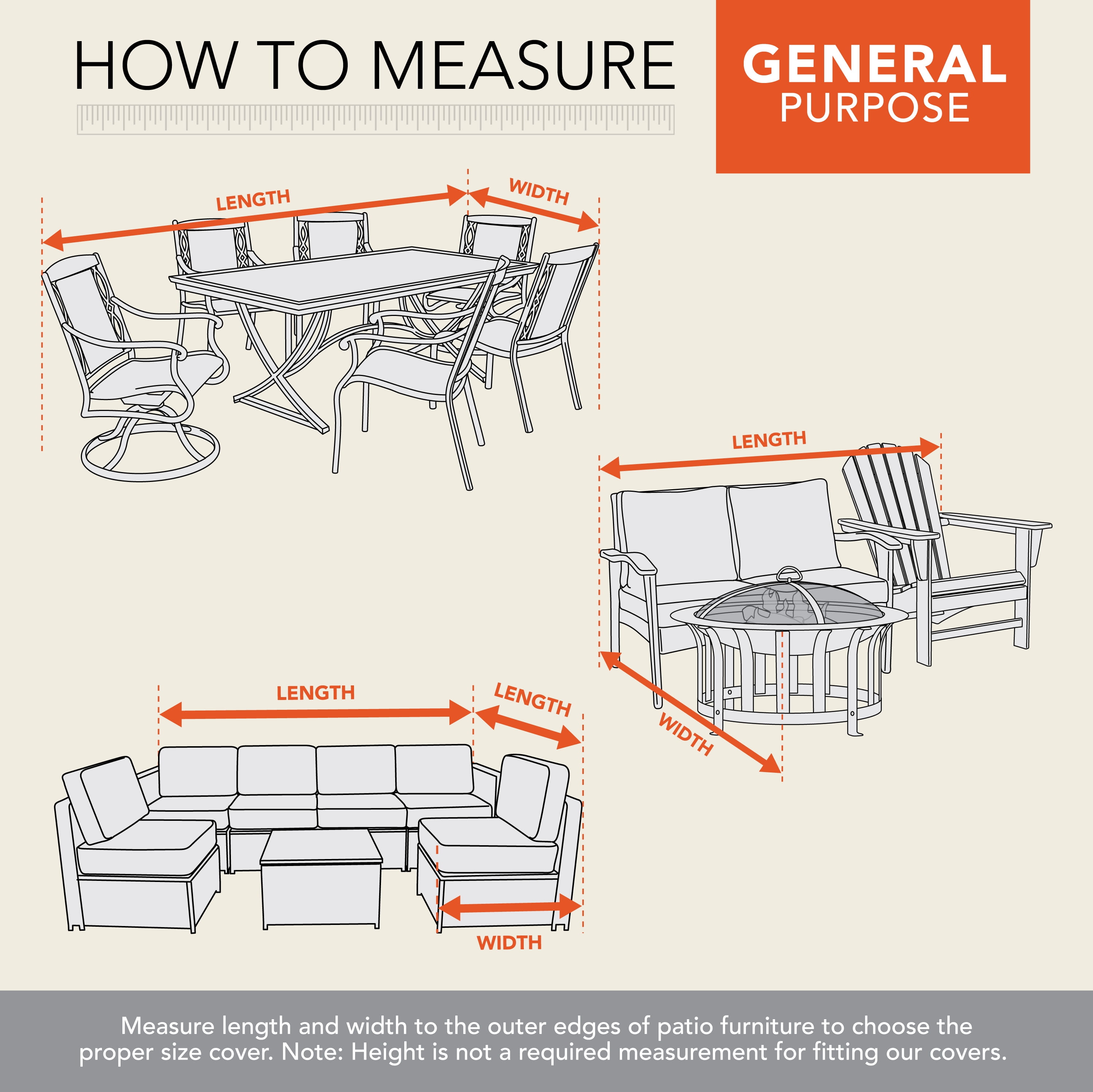 Modern Leisure Renaissance Ultralite Rect/Oval Patio Table & Chair Set Cover, 108"L x 64"W x 34"H, Gray