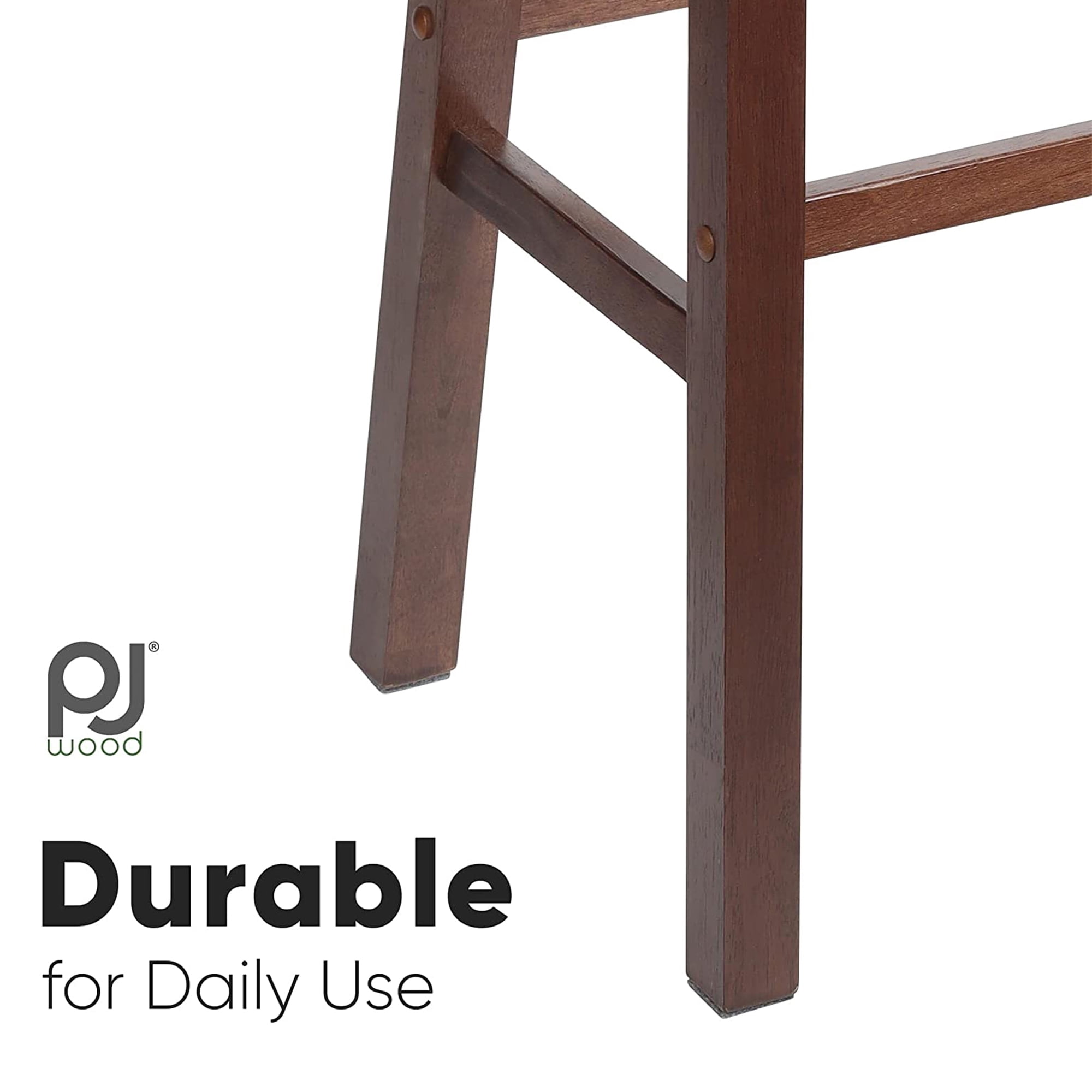 PJ Wood Saddle-Seat 24 Inch Kitchen, Table, & Bar Counter Stool, Walnut