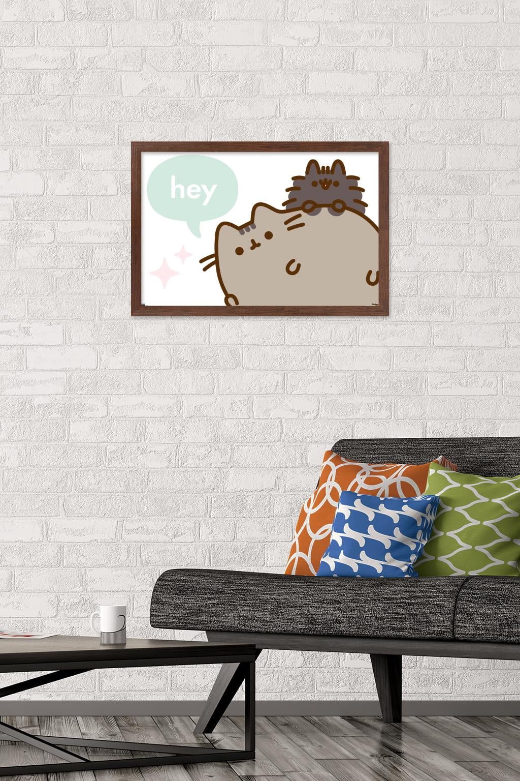 Pusheen - Hey Wall Poster, 14.725" x 22.375" Framed