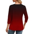 thumbnail image 6 of Jsaierl Women's 3/4 Sleeve Tops Casual V Neck Shirts Boho Gradient Petite Blouses Workout Loose Fit T-shirts Top S-2XL, 6 of 8