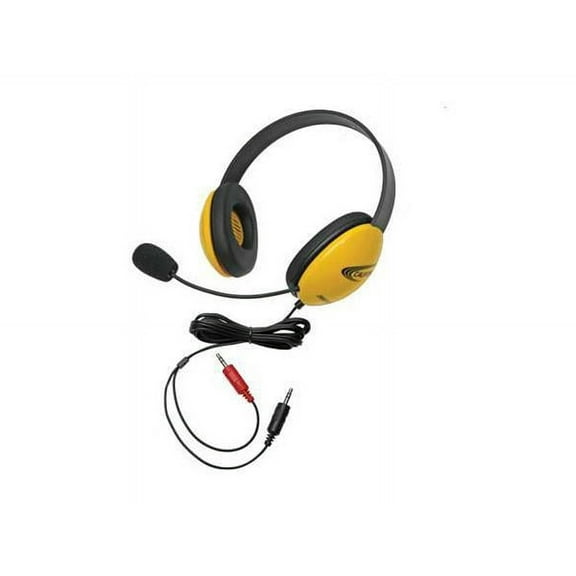 Califone Listening First 2800YL-AV Over-Ear Stereo Headset with Gooseneck Microphone, Dual 3.5mm Plug, Yellow, Each