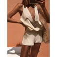 thumbnail image 5 of Women'S 2 Piece Outfits Deep V Neck Sleeveless Tank Tops and Shorts Summer Vacation Sets Rice L, 5 of 7