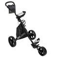 thumbnail image 2 of Limorve All‑Terrain Foldable Aluminum Golf Push Cart, Wide‑Track Walking Golf Trolley with Cooler Storage, Drink & Scorecard Holder, 3 Maintenance‑Free EVA Wheels for Golf Course, 2 of 8