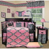 Sisi Baby Bedding - Pink Minky Zebra Crib Nursery Bedding Set 13 Pieces