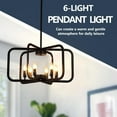 thumbnail image 2 of 6-Light Black Chandelier,23" Farmhouse Dining Room Light Fixture, Geometric Industrial Metal Hang Lighting Over Table, Large Pendant Lights for Kitchen Island, Entryway, Foy, 2 of 9