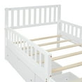 thumbnail image 6 of MODERNLUXE Twin Size Platform Bed with 2 Storage Drawers and Guardrails,Solid Wood Bed Frame for Kids Teens Adults,White, 6 of 8