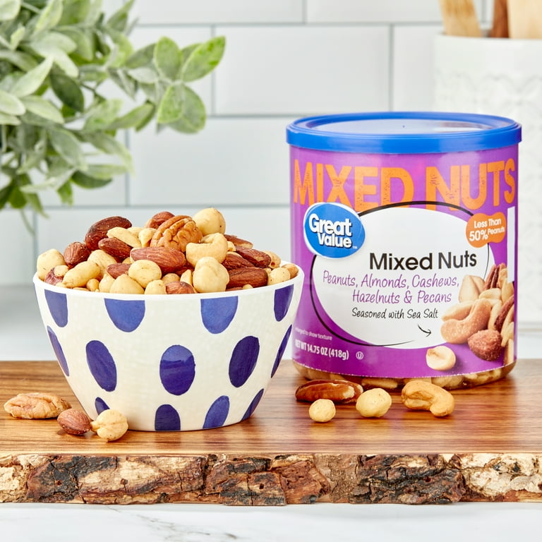Great Value Roasted Salted Mixed Nuts 14.75 oz snack with almonds