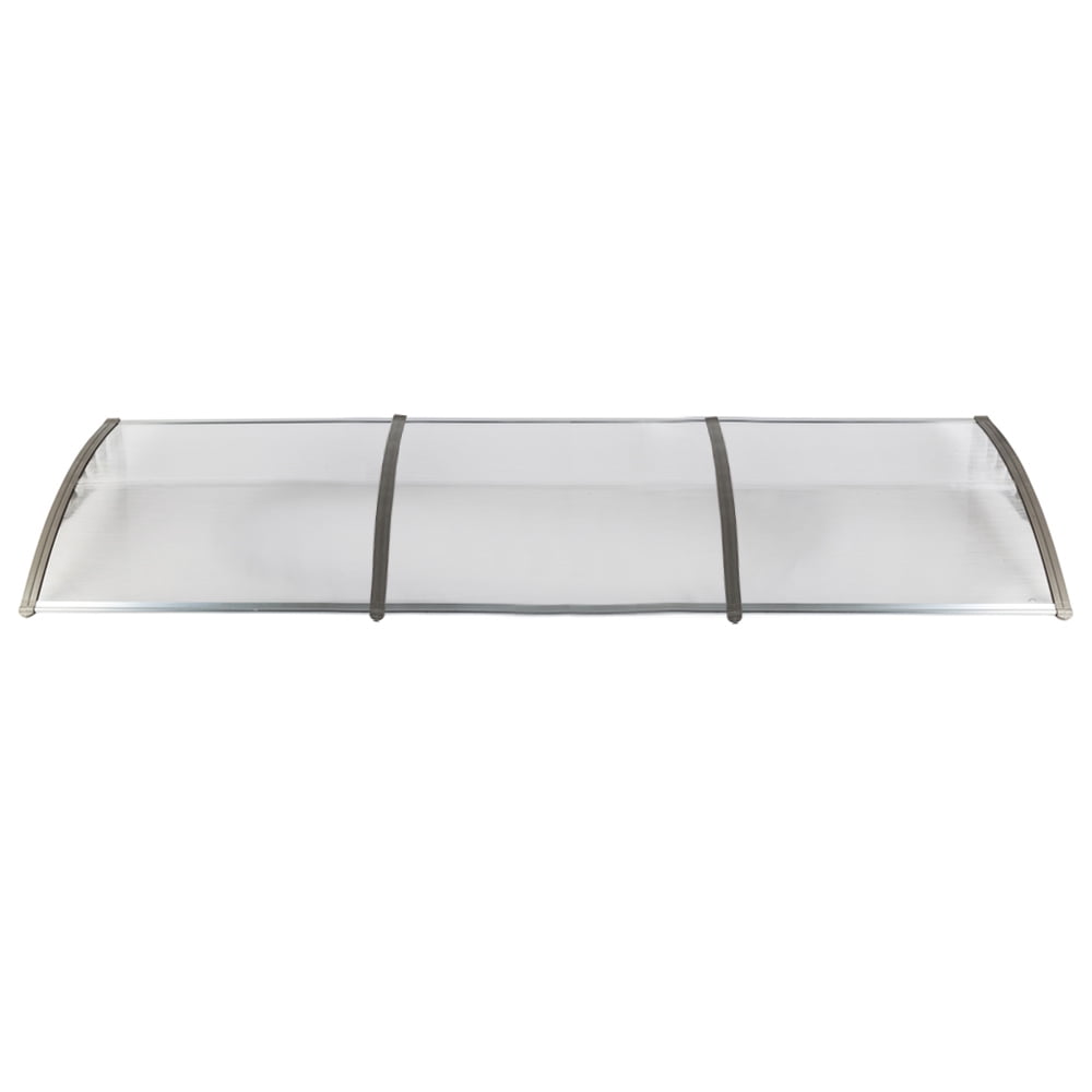 Door & Window Rain Cover Eaves Transparent Board & Gray Holder for Household Application (120*38in)