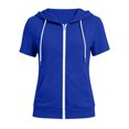thumbnail image 3 of vzibsiv Womens Lightweight Zip Front Hooded Tee For Everyday Wear,Blue M, 3 of 7