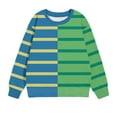 thumbnail image 3 of AJTQTH Long Sleeve Striped Color Block Sweatshirts for Kids Boys Girls Casual Graphic Round Neck Pullover T-Shirts Loose Oversized Baggy Outwear Tops Green 9-10 Years, 3 of 3