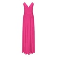 thumbnail image 3 of Up to 30% off Women Summer Dresses, Women's Solid Color Camisole Waist Cinching Waistline Pleated Hanging Long Dress(Hot Pink,L), 3 of 4