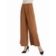 thumbnail image 3 of Pantalones Palazzo Largos de Pierna e Informales de Cintura Alta para Mujer, Talla Regular Color Camello L, 3 of 8