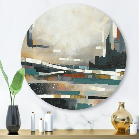 DESIGN ART Designart "Beyond Nature III" Abstract Landscape Metal Round Wall Art 29x29 - Disc of 29 Inch