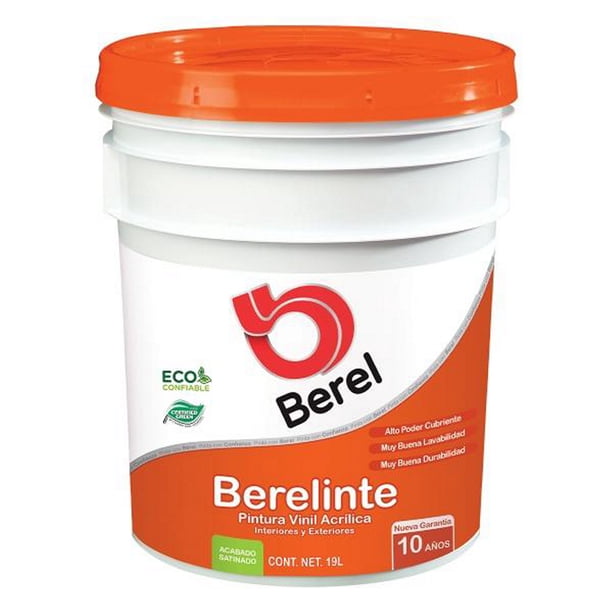 pintura berel berelinte vinil acrílica interior/exterior 19l base neutra satinado