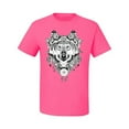 thumbnail image 2 of Drawn Tribal Wolf Animal Lover Men's Graphic T-Shirt, Neon Pink, 2XL, 2 of 3