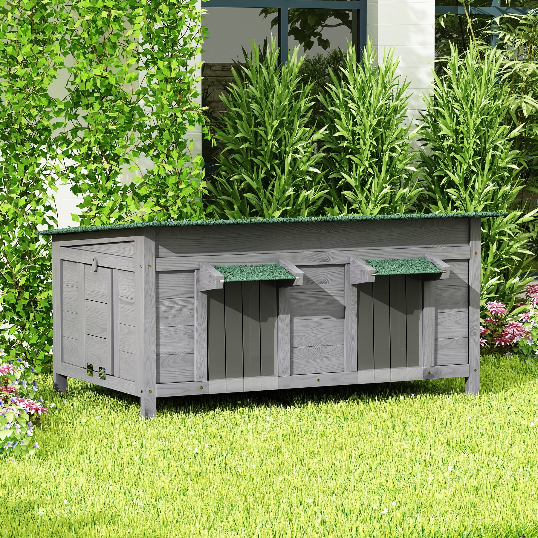 AIEGLE Outdoor Feral Cat House Weatherproof, Small Wooden Rabbit Hutch