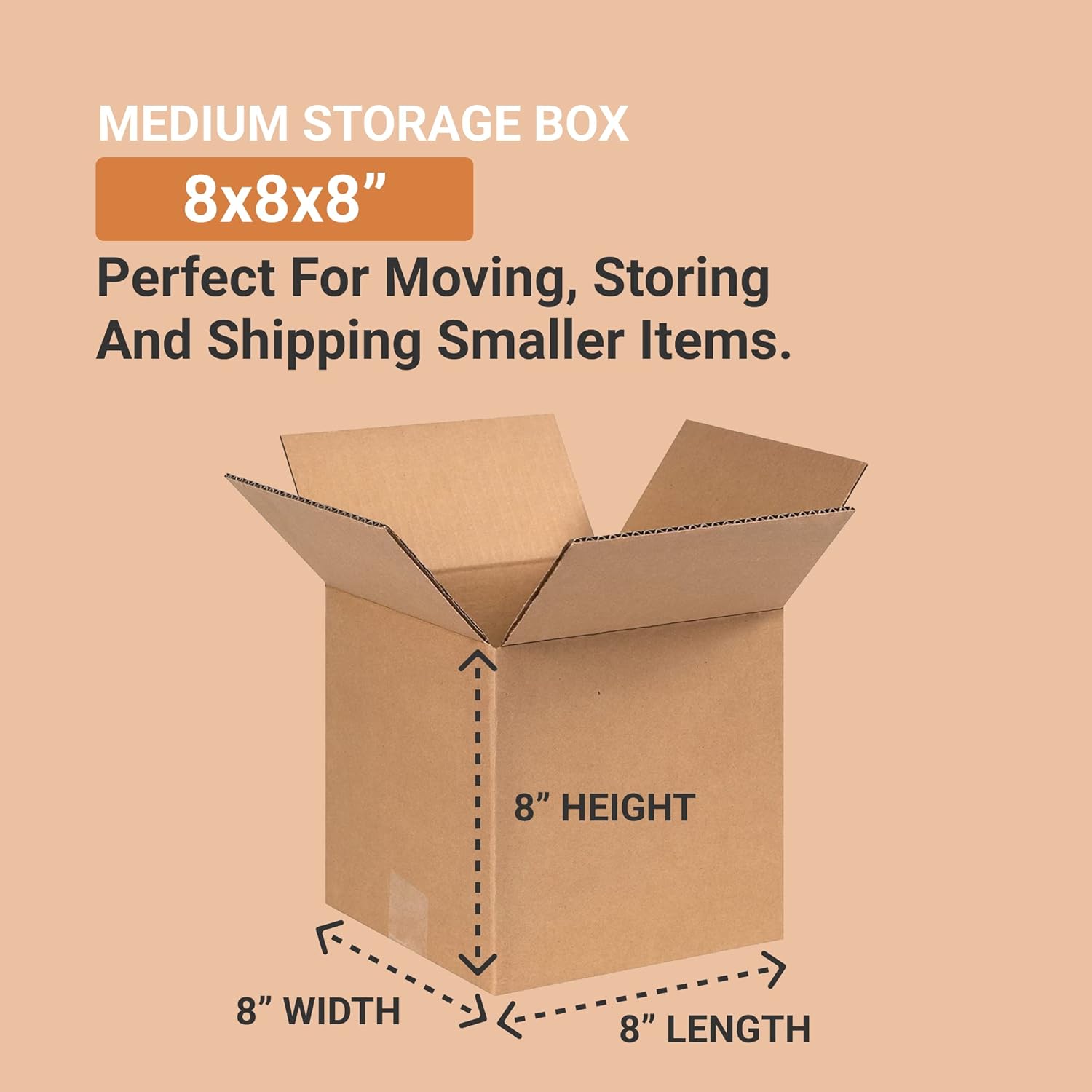 25 Pack Shipping Boxes 8"L x 8"W x 8"H Corrugated Cardboard Box for Packing Moving Storage