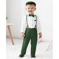 thumbnail image 3 of ZOEREA Baby Boy Outfits Suits Infant Formal Dress Clothes Gentleman Wedding Print Shirt+Beret Hat+Suspender Pants+Bowtie, 3 of 6