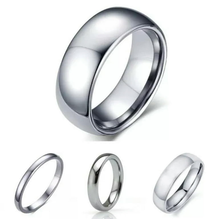 2/3/4/6/8mm Silver Band Men Women's 316L Stainless Steel