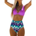 thumbnail image 1 of Txlixc Traje de baño femenino, blusa de espalda abierta + calzoncillos impresos de cintura alta Txlixc moda, 1 of 2