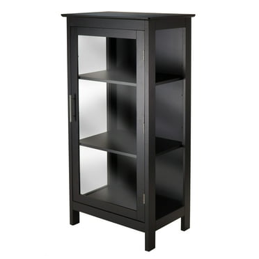 Winsome Wood Poppy Display Cabinet, Glass Door, Black Finish
