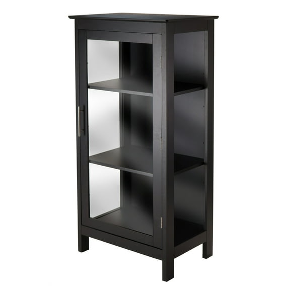 Winsome Poppy Display Cabinet, Glass Door, Black Finish