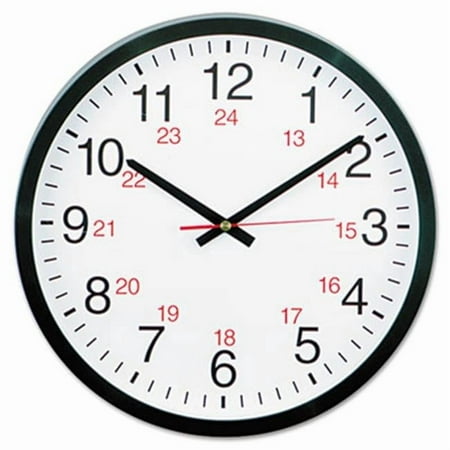 Universal 24-Hour Round Wall Clock, 12.75 in., Black