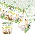 thumbnail image 1 of SINGOMON 2PCS Jungle Theme Party Table Cloths Rectangular Tablecloths Green Table Cloths 1st Birthday Table Cloths Plastic Table Covers for Wild One Birthday Decorations Safari Birthday Decorations, 1 of 4