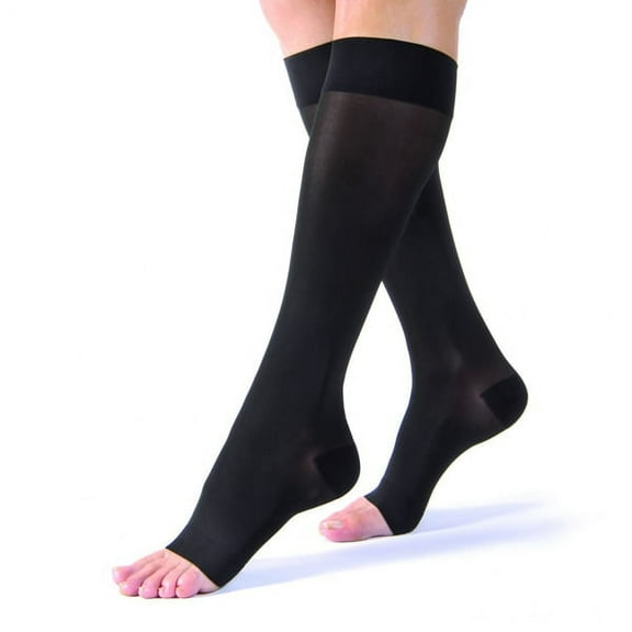 JOBST Women's Ultrasheer Petite Knee High Classic 20-30 mmHg Open Toe, Black Medium