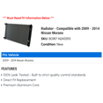 thumbnail image 2 of Radiator - Compatible with 2009 - 2014 Nissan Murano 2010 2011 2012 2013, 2 of 2