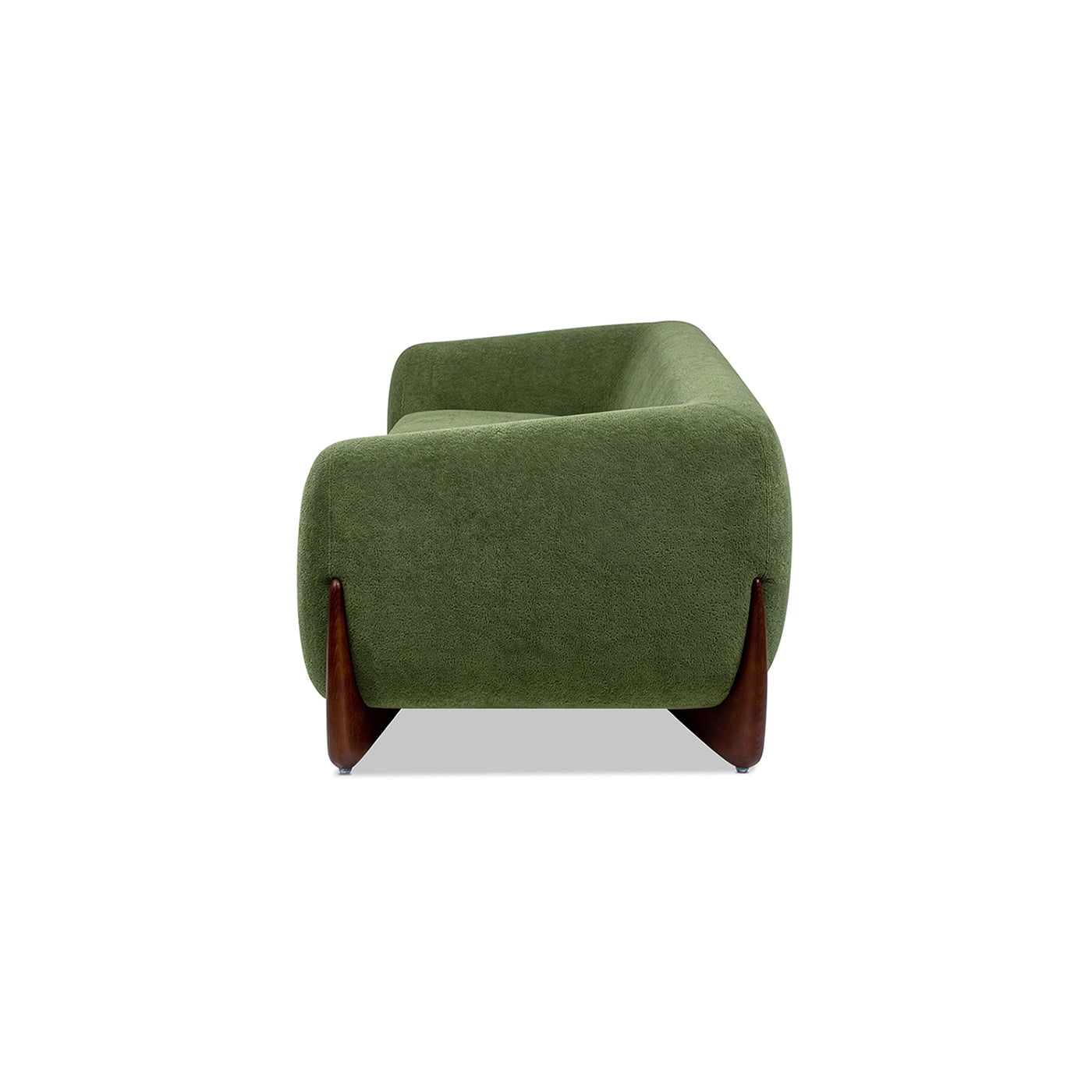 Jennifer Taylor Home Alpine 90.5" Modern Scandinavian Boucle Minimalist Round Arm Sherpa Sofa, Moss Green Fleeced Teddy