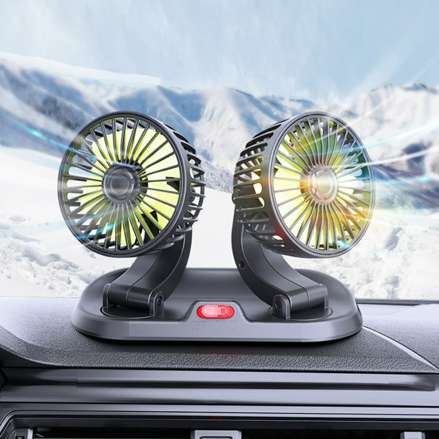 Car Air Circulator, Dual Head Cooling Fan Universal 2 Speeds Portable For Vehicles 12V Type,24V Type