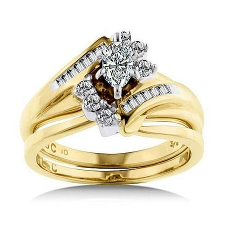 Facets of Fire 3/8 Carat Marquise Diamond Bridal Set