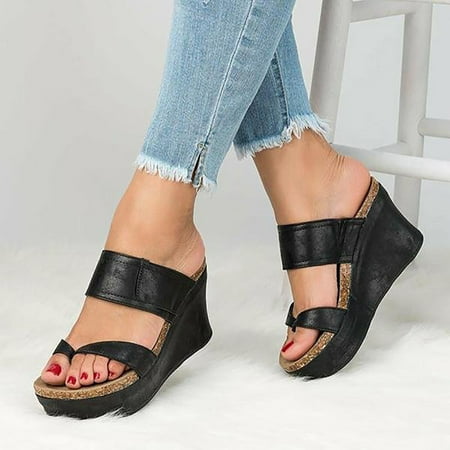 

Cathalem Fashion For Women Causal Platform Ladies Flip Sandals Shoes Slippers Flops Women s Leopard Slide Slippers for Women Black 10