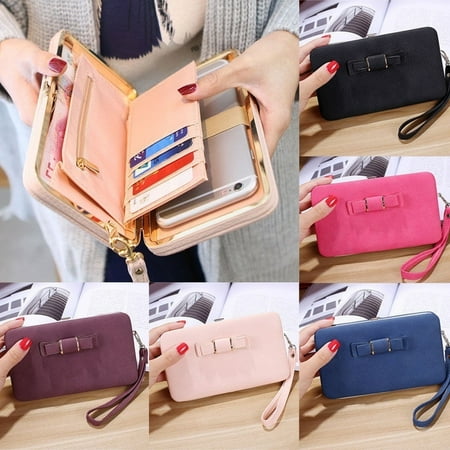 - Fashion Women Bowknot Wallet Long Purse Phone Card Holder Clutch Large Capacity Pocket