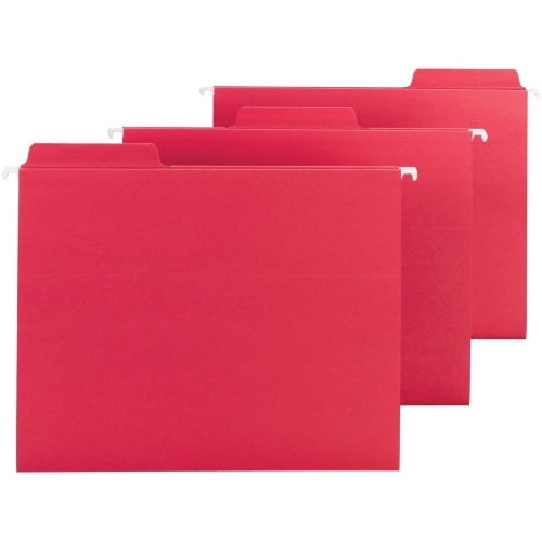 Smead FasTab Hanging Folders Letter - 8 1/2' x 11' Sheet Size - 3/4' Expansion - 1/3 Tab Cut - Top Tab Location - Assorted Position Tab Position - 11 pt. Folder Thickness - Red - 2.50 oz - Recycled