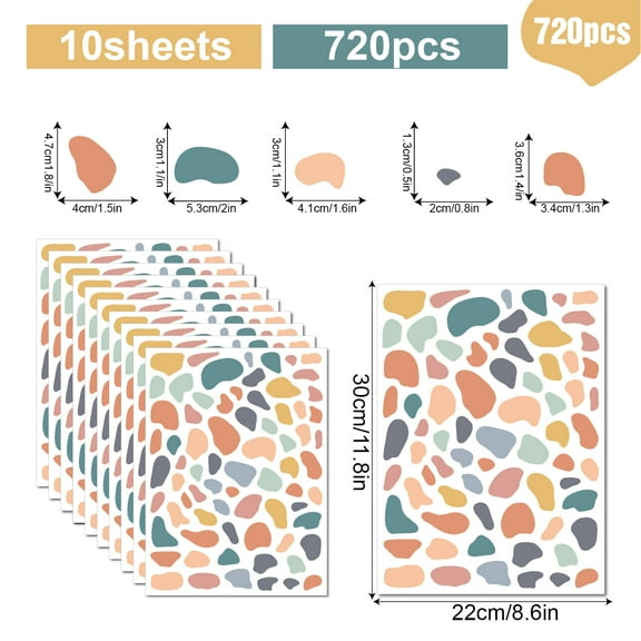 Zhuge 10 Sheets Wall Decals - For Kitchen Bedroom Living Room Laundry Bathroom Decor Removable Peel and Stick Indoor Wall Decor，Irregular stones