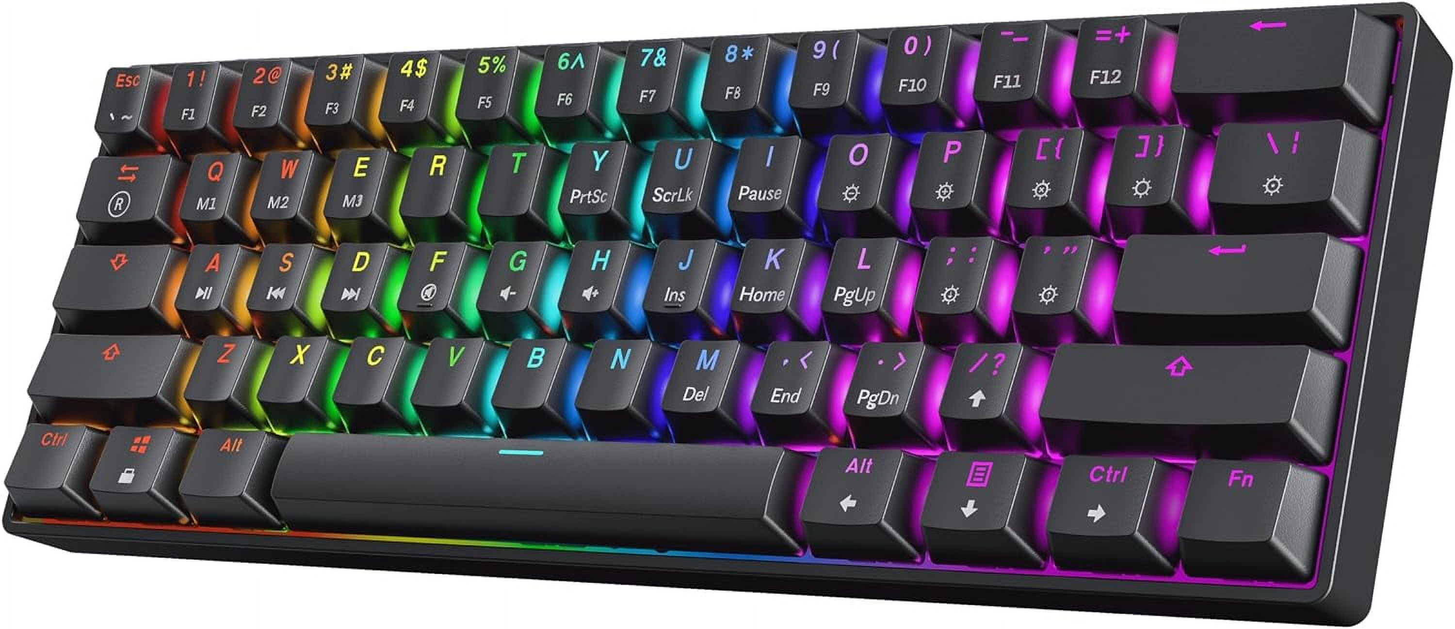 HK GAMING GK61 SE 60% | Mechanical Gaming Keyboard | 61 Keys Multi Color RGB LED Backlit for PC / Mac Gamer | ANSI US American Layout ( Black , Mechanical Brown )