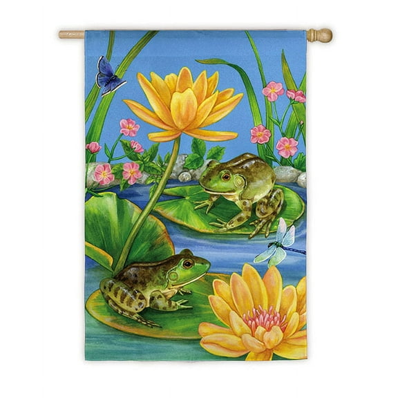 Flag, House Size Flag, Frogs on the Lily Pad