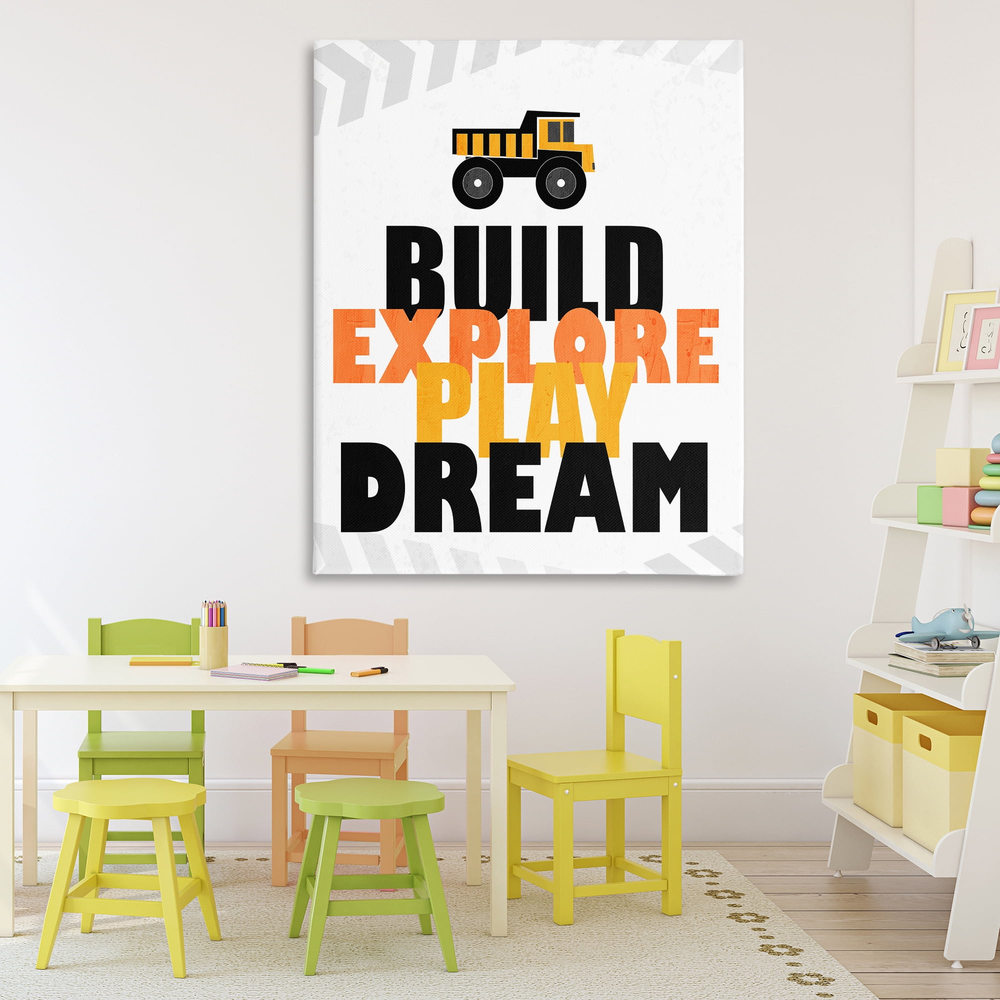Build Explore Play Dream Canvas Wall Art, design by Kim Allen