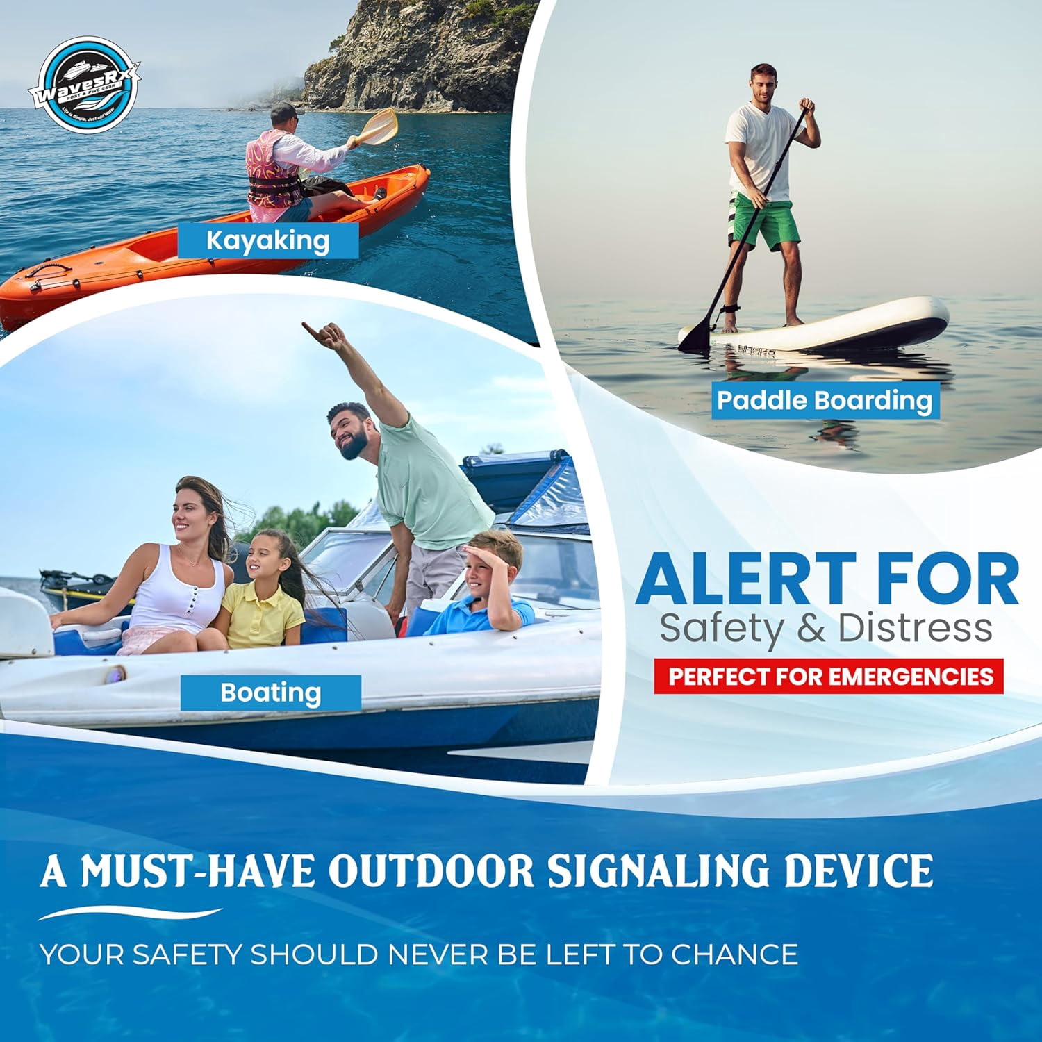 WavesRx Marine Air Horn – Coast Guard Approved Boat Horn for Safety & Fog Alerts | Loud 120 dB Sound Blast Reaches ½ Mile