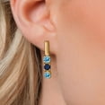 thumbnail image 3 of Gem Stone King 18K Yellow Gold Plated Silver Swiss Blue Topaz and Blue Sapphire Drop Dangle Earrings for Women | 1.90 Cttw | Gemstone November Birthstone | Round 5MM, 3 of 6