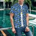 thumbnail image 6 of Hirioo Blue Flowers for Men's Baseball T-shirt Shirts Short Sleeve Casual Summer Button Stretch T Shirts,Size S-4XL-X-Large, 6 of 7