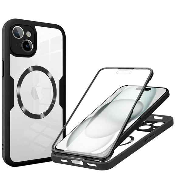 Dteck Magnetic for iPhone 11, Dustproof Design Compatible with MagSafe, Built-in Screen Protector Camera Protection Double Sides Full Body Protective Clear Cover for iPhone 11,Black