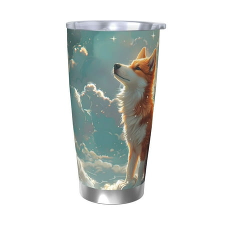 

Ocsxa Starry Sky Cloud Fox Pattern 20oz Travel Coffee Mug with Flip Lid Stainless Steel Insulated Insulated Coffee Mug Thermal Cup with Splash Proof Sliding Lid-Without Straw