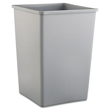 Rubbermaid Untouchable Square Waste Receptacle, Plastic, 35 Gal, Gray
