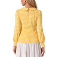 thumbnail image 3 of INSPIRE CHIC Womens' Peter Pan Collar Houndstooth Plaid Long Sleeve Button Back Blouses L Yellow White, 3 of 6
